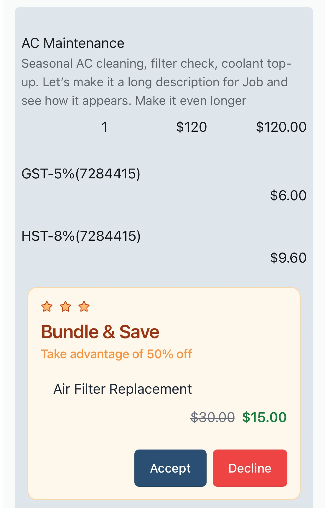 Bundle Save Preview for quotes